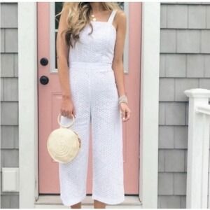 Women's Sleeveless Jumpsuit Romper 100% Cotton While Eyelet Lace Size 6‎